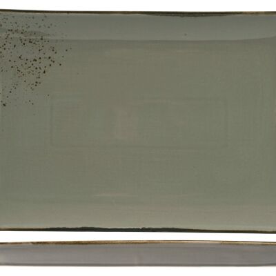 Reactive plate in rectangular stoneware cm 38x24 gray color