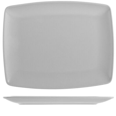 Boston rectangular plate in gray stoneware 31x25 cm