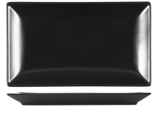 Piatto rettangolare Boston in stoneware nero cm 25x15