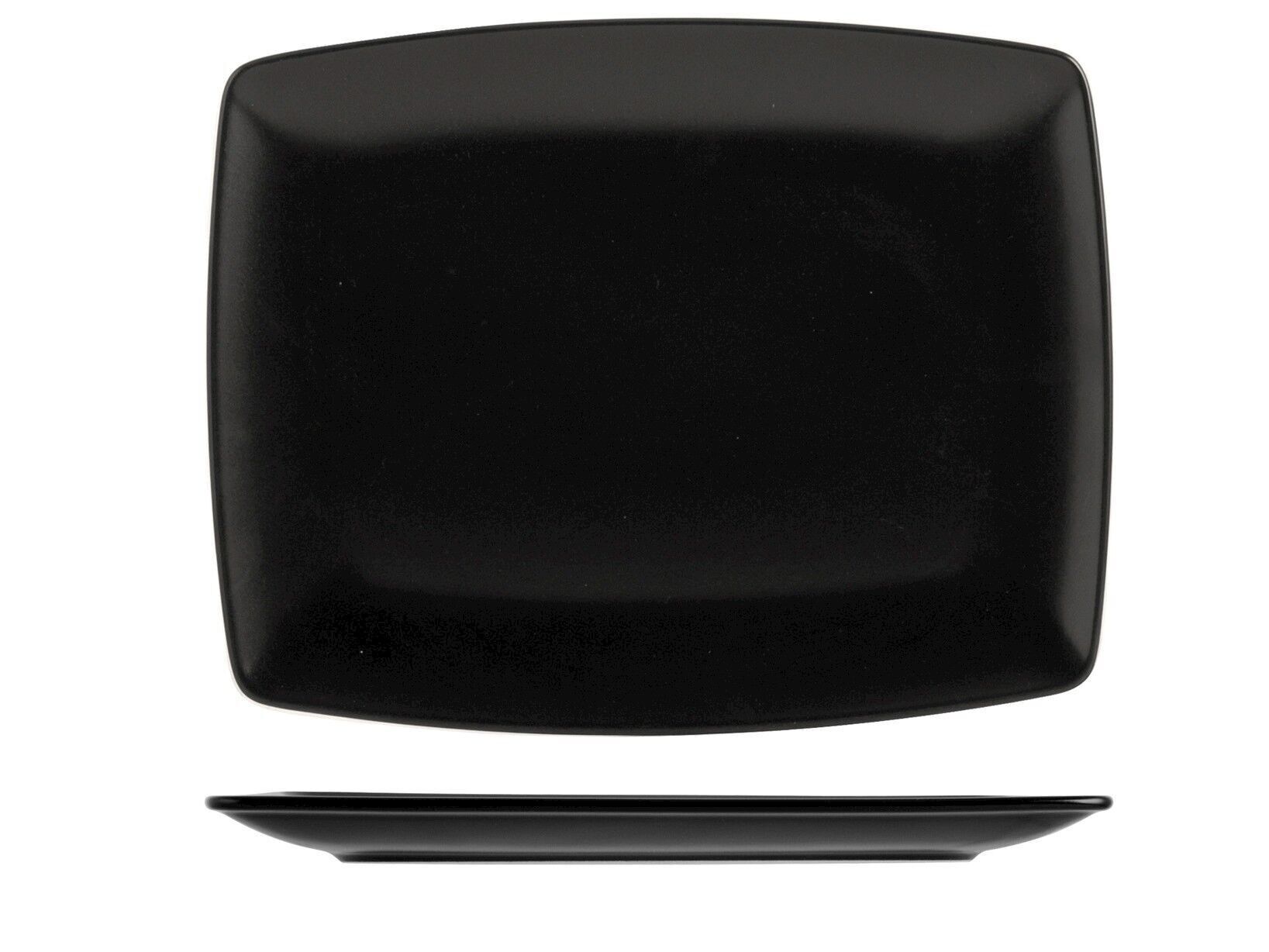 Assiette rectangulaire Boston en grès noir 31x25 cm