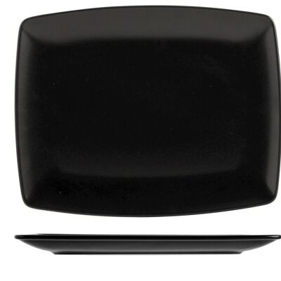 Boston rectangular plate in black stoneware 31x25 cm