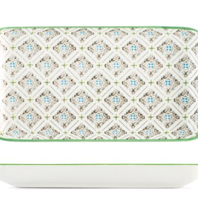 Colourfull rectangular plate in decorated porcelain cm 10x17,5x1,5h.