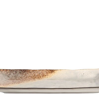 Crackle rectangular plate in two-tone stoneware 25x12 cm