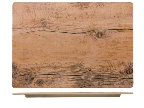 Piatto rettangolare decoro legno in melamina cm 25,5x35,5