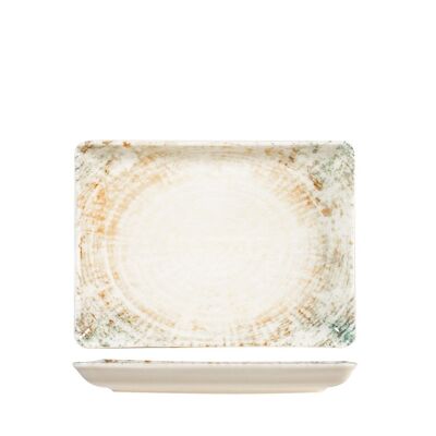 Assiette rectangulaire Eris en porcelaine beige 17x23 cm.