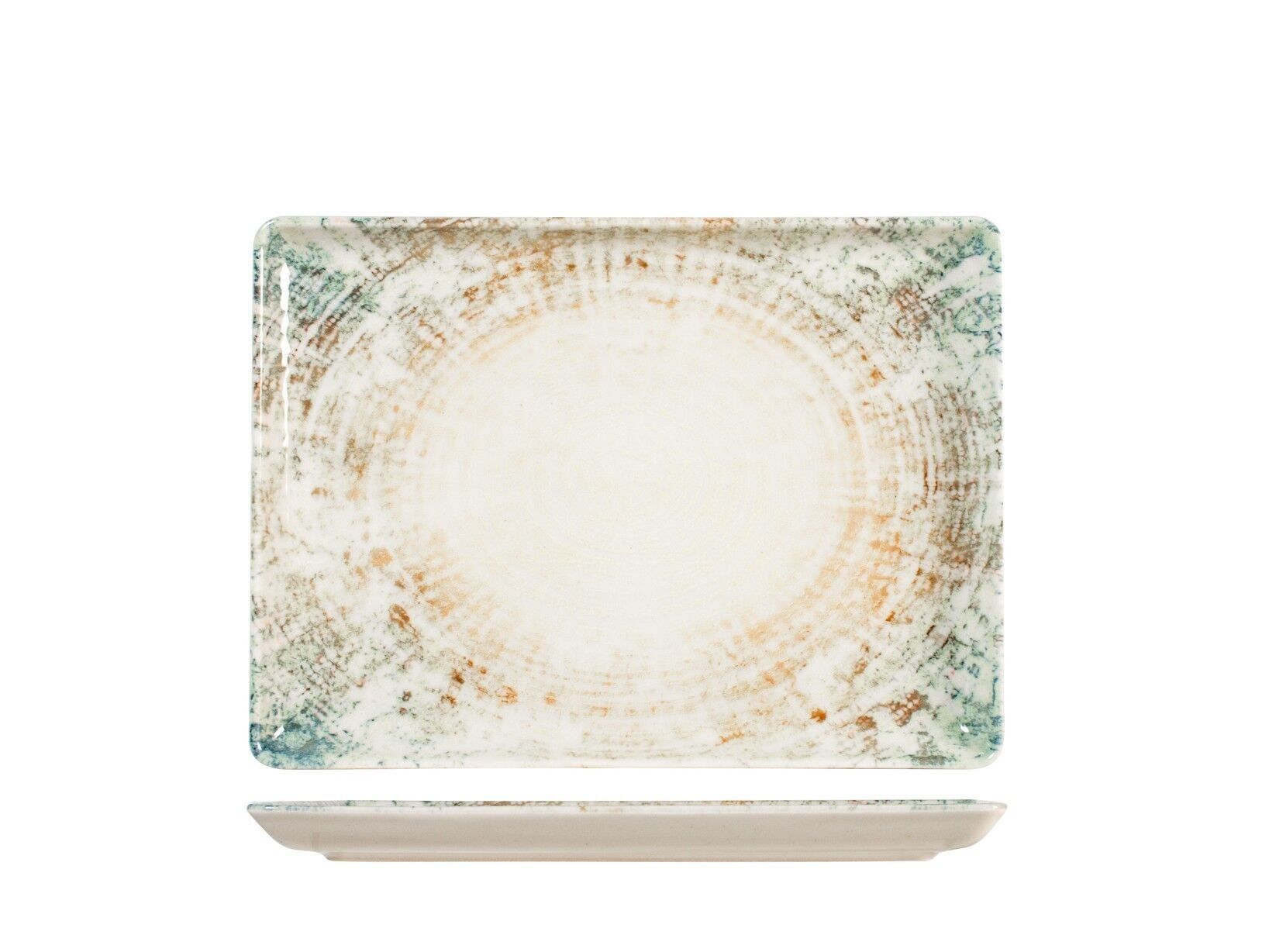 Piatto rettangolare Eris in porcellana colore beige cm 22x30