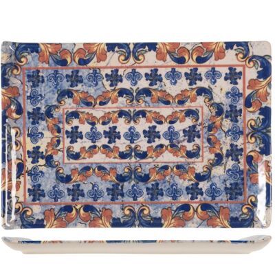 Plato rectangular Felicity de gres decorado cm 24x17