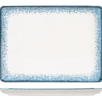 Jupiter rectangular plate in light blue and ivory porcelain 26x35 cm.