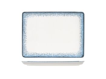 Assiette rectangulaire Jupiter en porcelaine bleue décorée 20x27 cm. 2