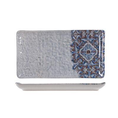 Maral rectangular plate in decorated stoneware cm 15x9