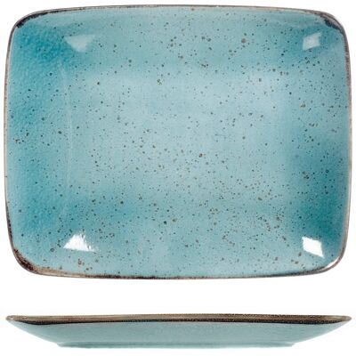 Mimosa rectangular plate in light blue stoneware cm 29x23