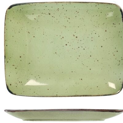 Mimosa rectangular plate in green stoneware cm 29x23