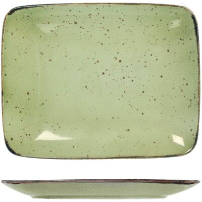 Piatto rettangolare Mimosa in stoneware verde cm 29x23