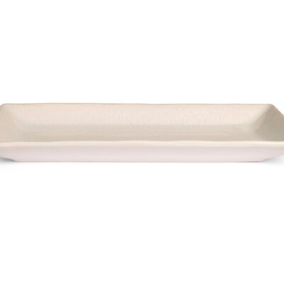 Assiette rectangulaire Montblanc en grès blanc 25x12 cm