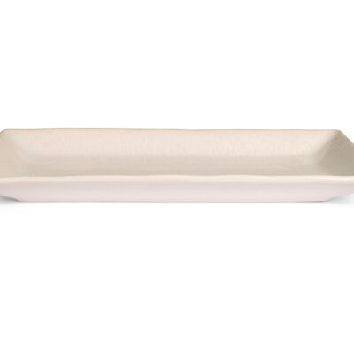 Piatto rettangolare Montblanc in stoneware bianco cm 25x12