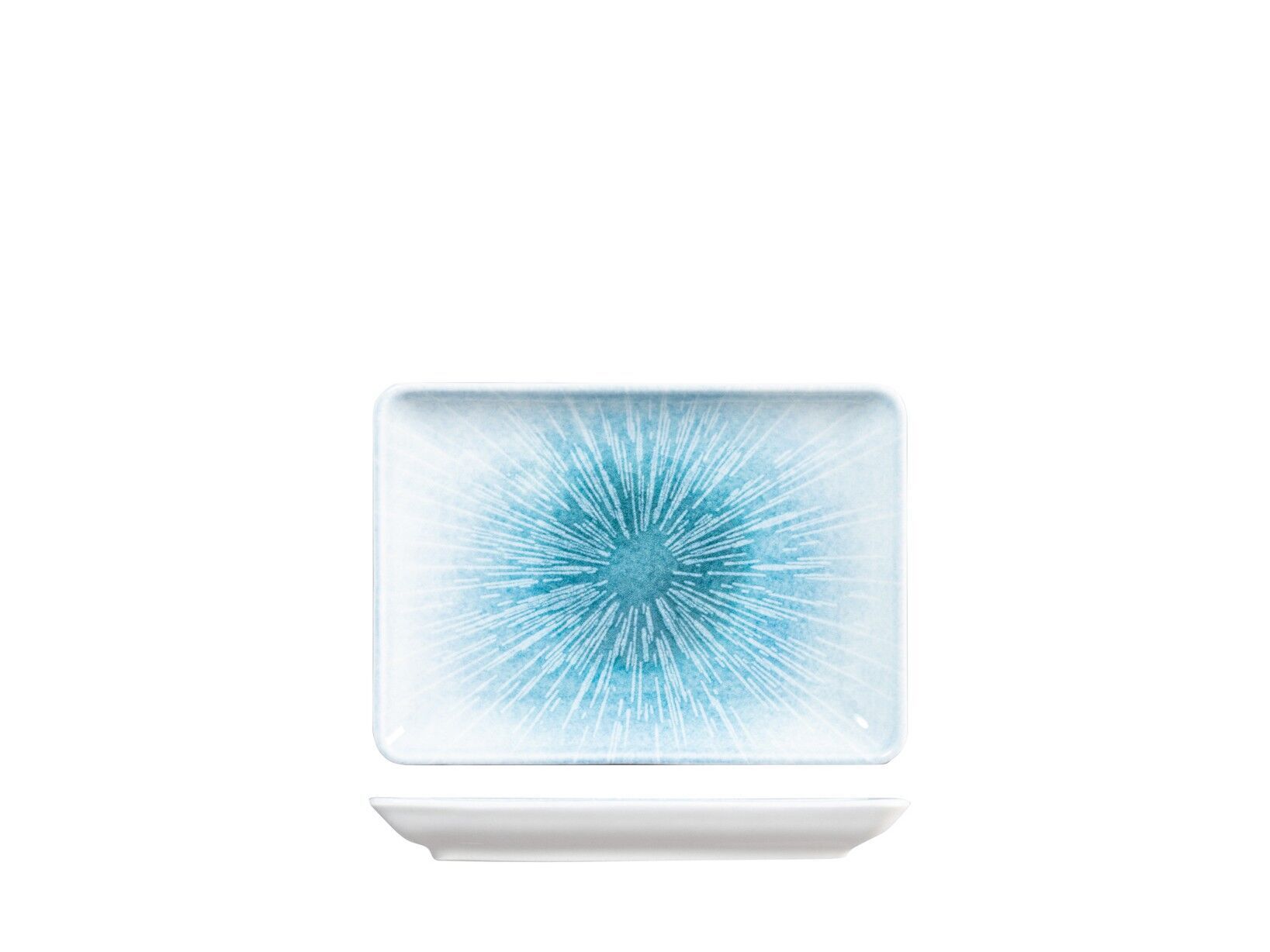 Neptune rectangular plate in light blue porcelain cm 13x18.