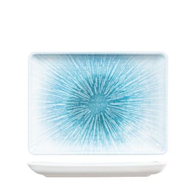Neptune rectangular plate in light blue porcelain 17x23 cm.