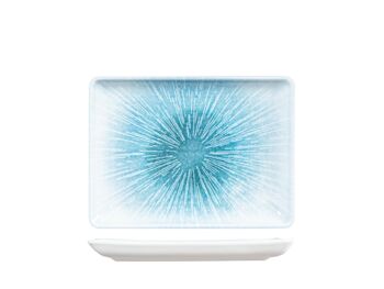 Assiette rectangulaire Neptune en porcelaine bleu clair 17x23 cm. 1