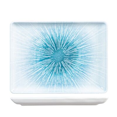 Neptune rectangular plate in light blue porcelain 20x27 cm.