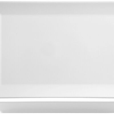 Plato rectangular Osaka de gres blanco cm 34x22