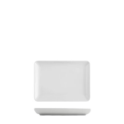 Plato rectangular perla de porcelana blanca 13x18 cm.