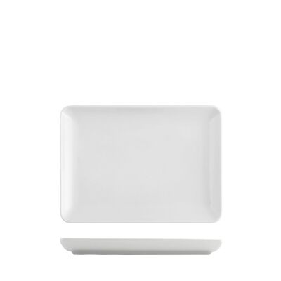 Plato rectangular Pearl de porcelana blanca 17x23 cm.