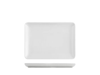 Assiette rectangulaire perle en porcelaine blanche 20x27 cm. 2