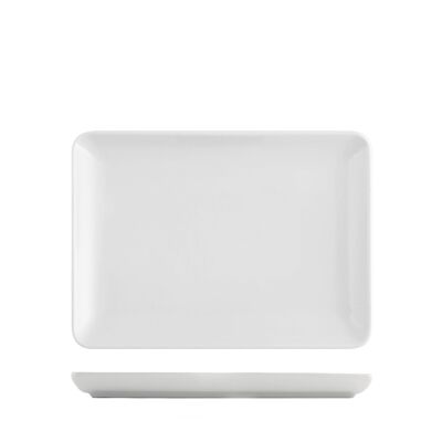 Assiette rectangulaire perle en porcelaine blanche 20x27 cm.