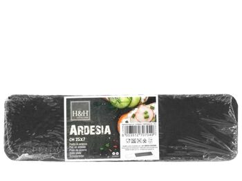 Assiette rectangulaire pour l'ensemble Ardesia & Bamboo en ardoise cm 25x7x0,5 h 5