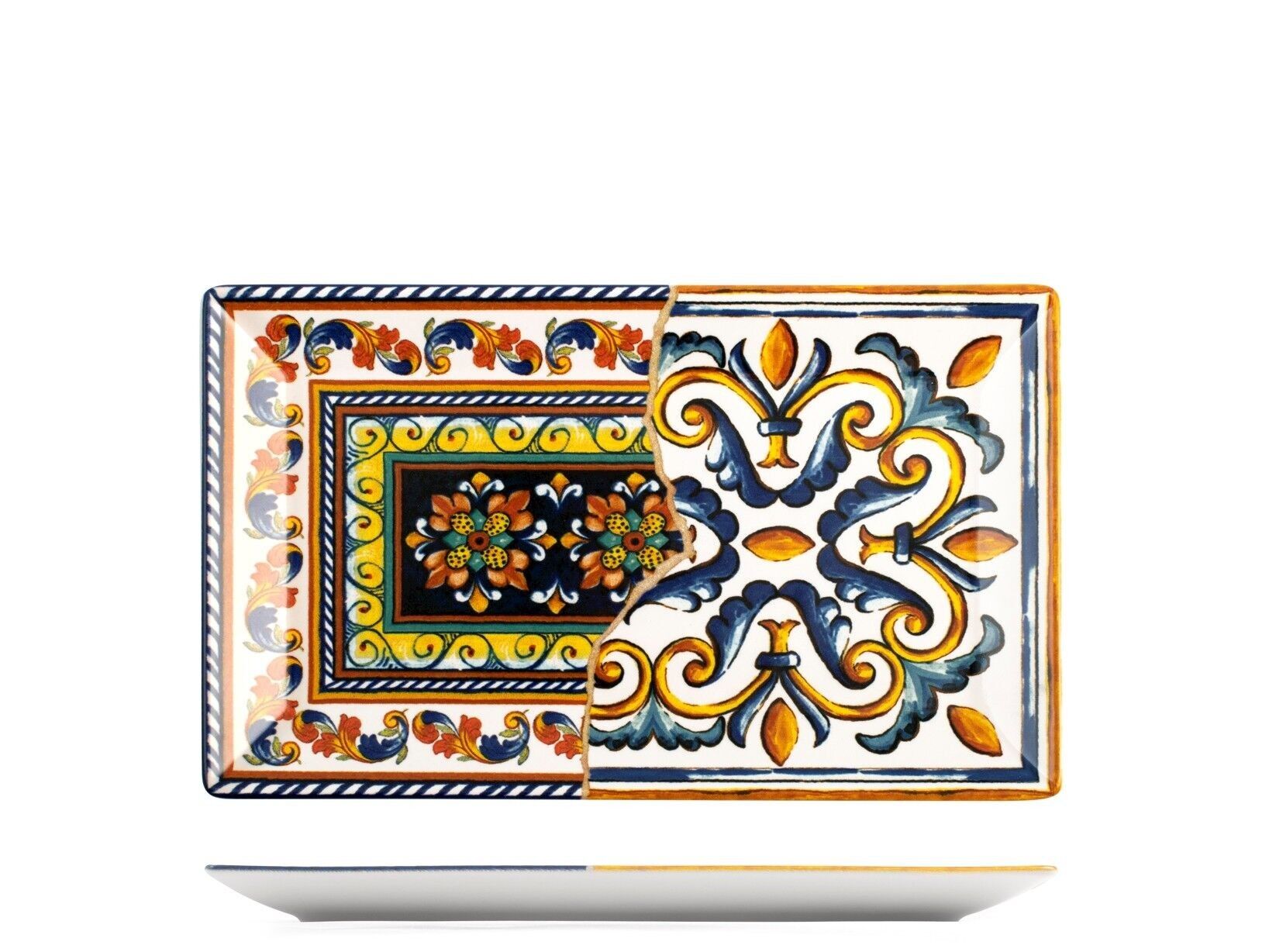 Positano rectangular plate in decorated stoneware 25x15 cm.