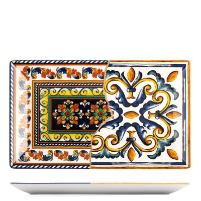 Positano rectangular plate in decorated stoneware 25x15 cm.