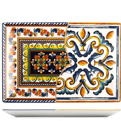 Positano rectangular plate in decorated stoneware cm 30x20.