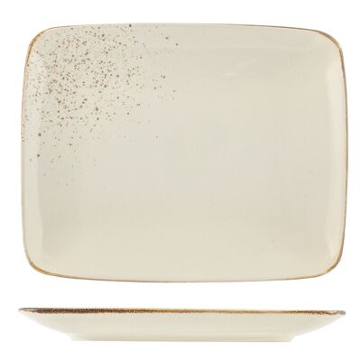 Reactive rectangular plate in ivory stoneware cm 29x23