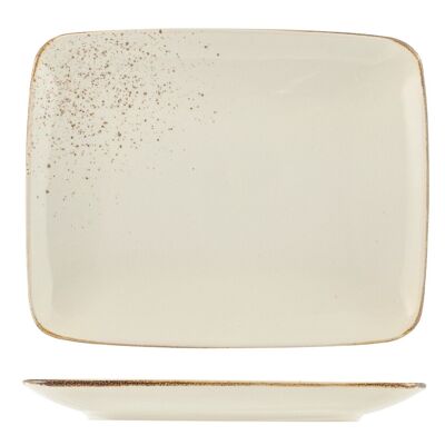 Piatto rettangolare Reactive in stoneware ivory cm 29x23