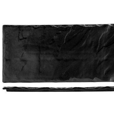 Schieferähnlicher rechteckiger Teller aus schwarzem Porzellan 13x31 cm