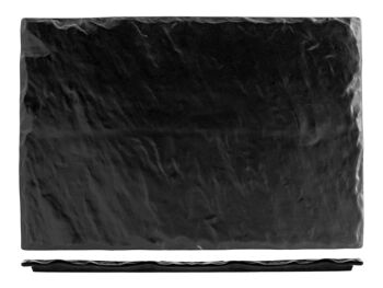 Assiette rectangulaire façon ardoise en porcelaine noire 24x35,5 cm 2