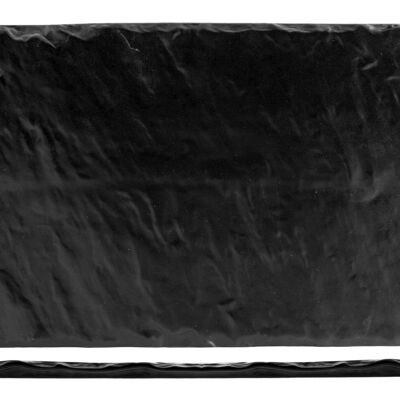 Schieferähnlicher rechteckiger Teller aus schwarzem Porzellan 24x35,5 cm