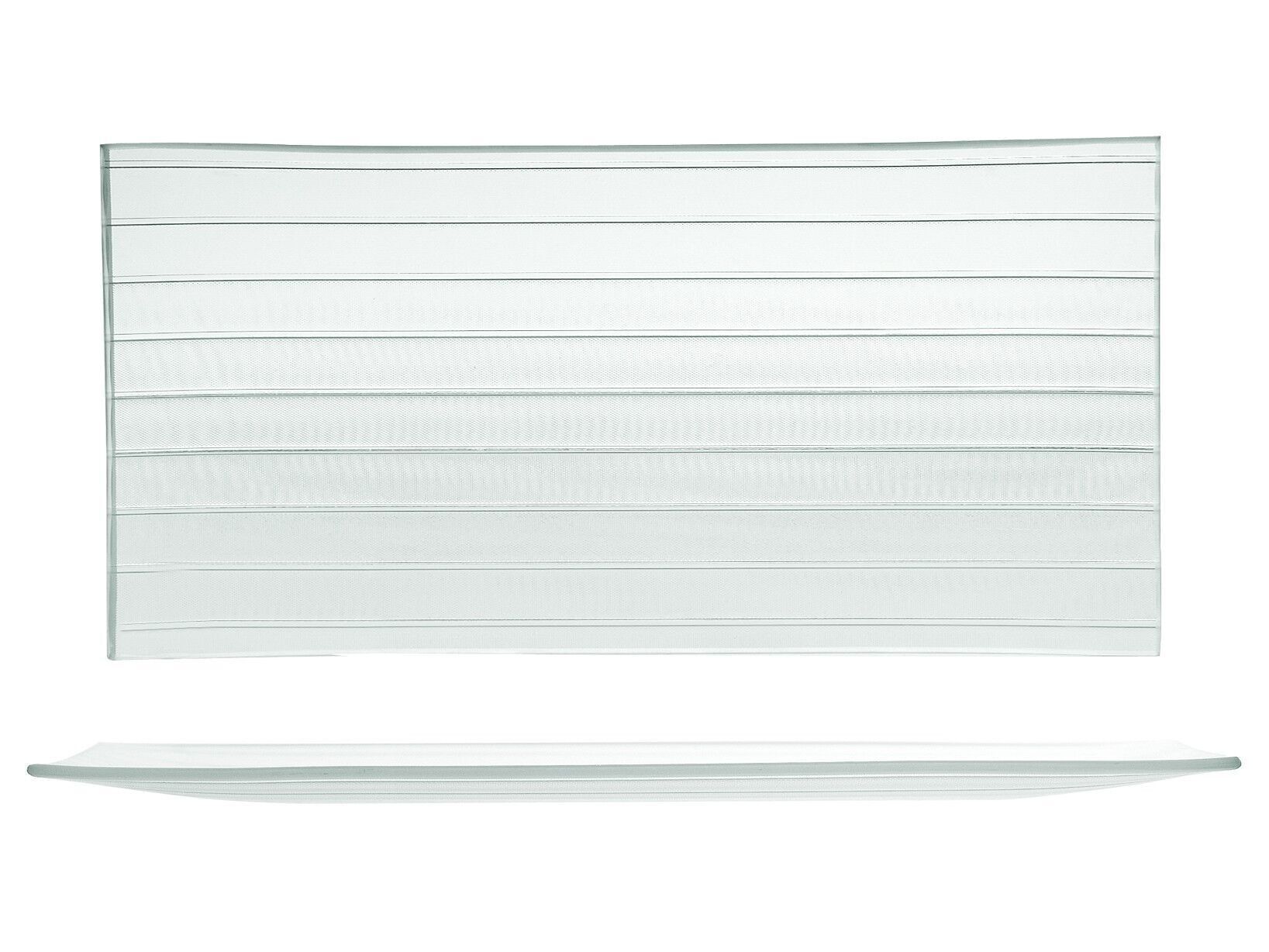 Plato rectangular rayado en vidrio reciclado 39x21 cm