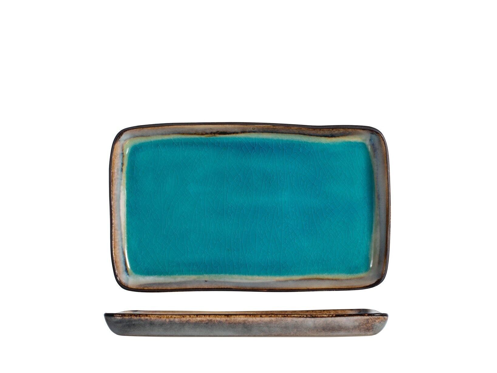 Piatto rettangolare Teide in stoneware colore azzurro cm 14x24