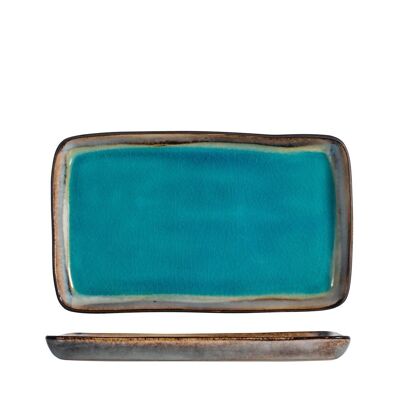Teide rectangular plate in light blue stoneware cm 14x24