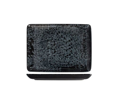 Piatto rettangolare Uranus in porcellana nera cm 17x23.