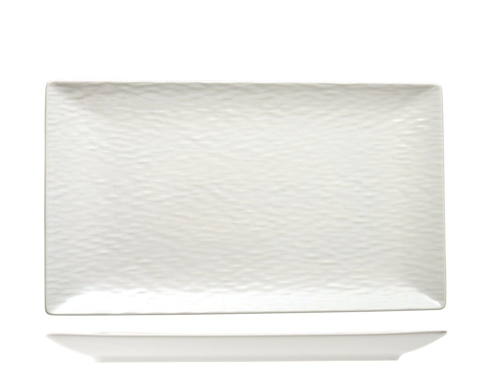 Piatto rettangolare Wavy in stoneware bianco cm 25x15