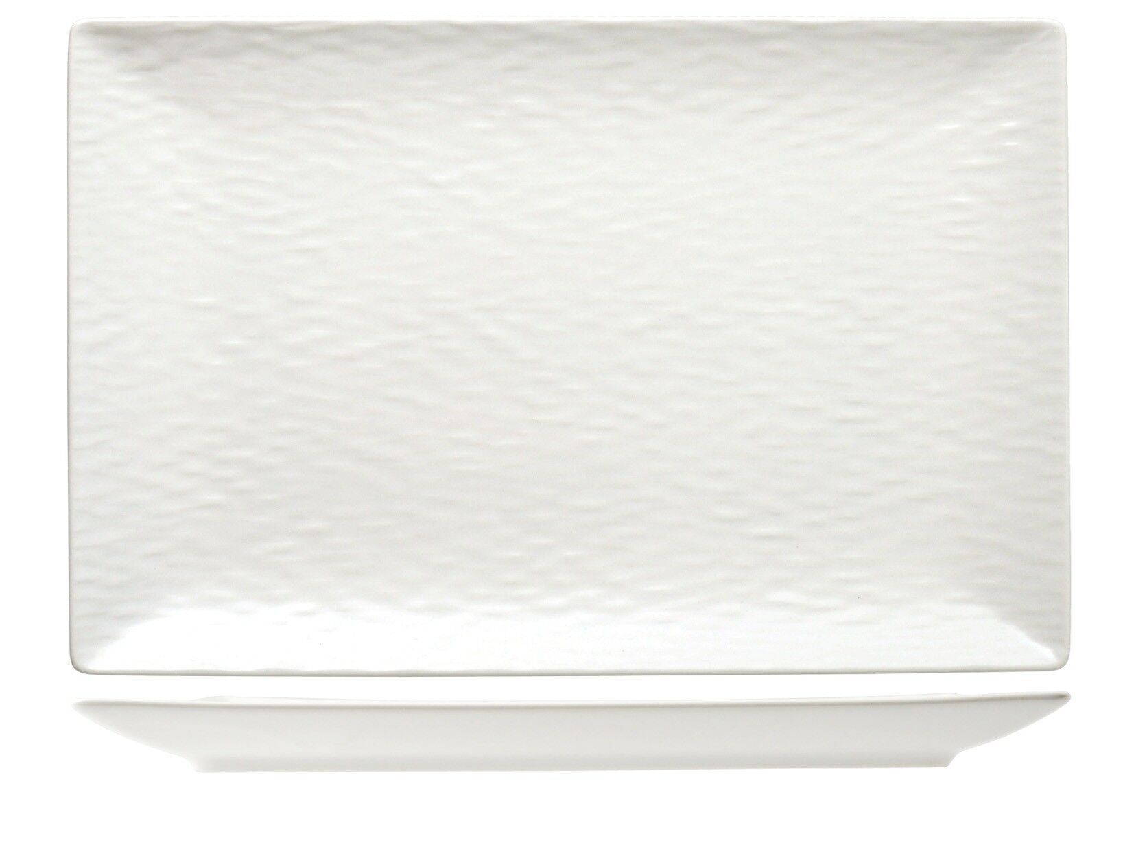 Piatto rettangolare Wavy in stoneware bianco cm 30x20