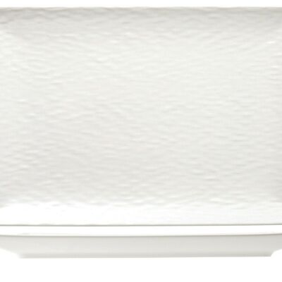 Plato ondulado rectangular de gres blanco 30x20 cm