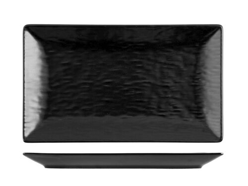 Piatto rettangolare Wavy in stoneware nero cm 25x15
