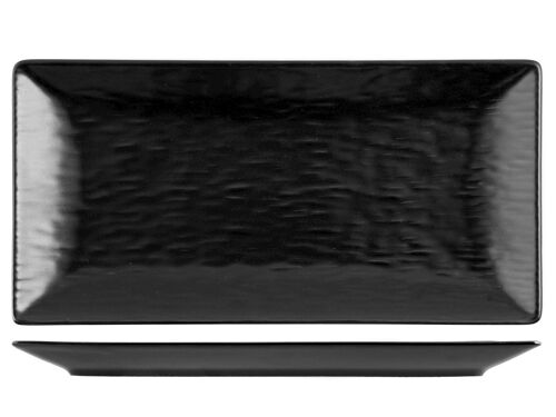Piatto rettangolare Wavy in stoneware nero cm 30x15
