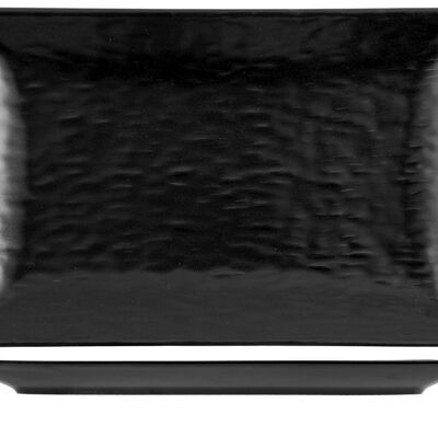 Wavy rectangular plate in black stoneware 30x20 cm