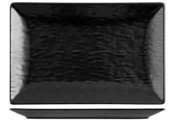Assiette rectangulaire ondulée en grès noir 30x20 cm 1