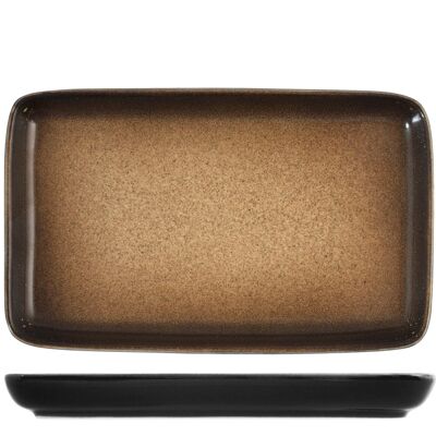 Plato Sahara de gres rectangular beige y marrón cm 21x13