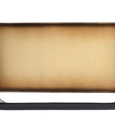 Sahara plate in beige and brown rectangular stoneware 33x16 cm